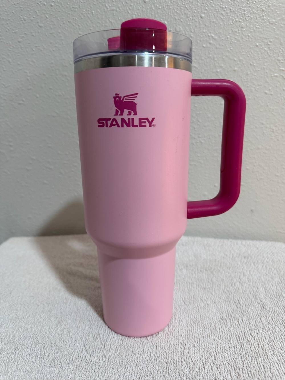 Stanley Two-Tone Pink Travel Tumbler with Handle